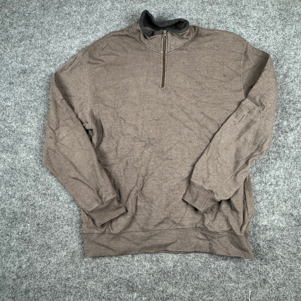 Red Head Pullover Mens Size XL Brown Quarter Zip Mock Neck Heathered Sweatshirt